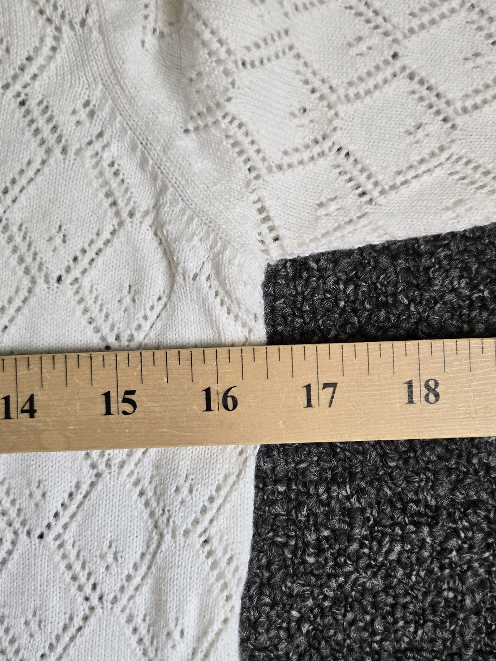 MinnieRose Sweater Womens S White Pointelle Open Knit Cotton Cashmere V Neck New - Picture 9 of 12